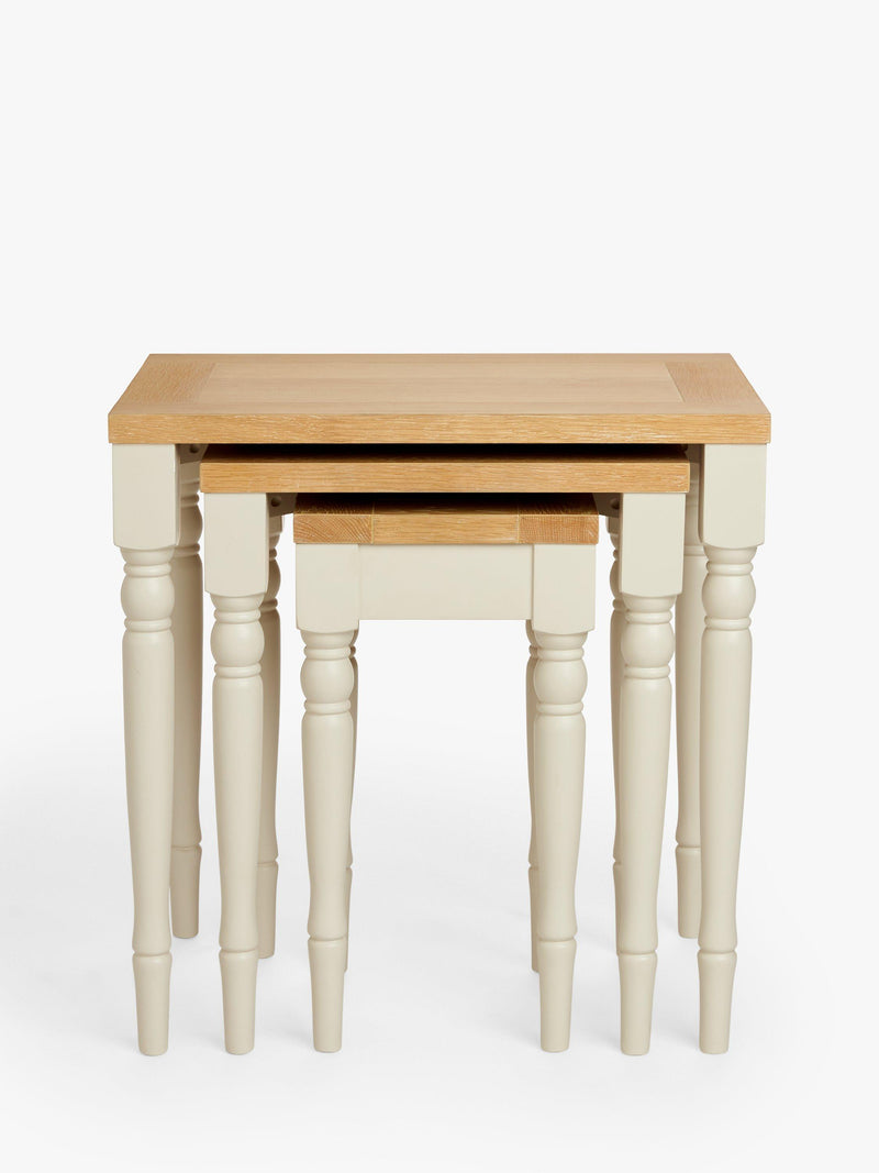 John Lewis Foxmoor nest of 3 tables acacia oak veneer, imported from the UK