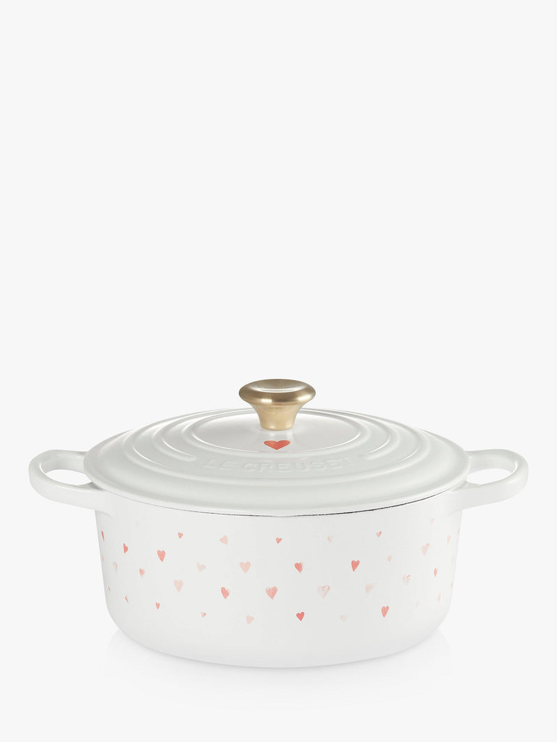 Le Creuset cast iron mini hearts round casserole 22cm, imported from the UK