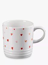 John Lewis Le Creuset Stoneware Mini Hearts Mug White/Pink 350ml- Buy online at McGrocer