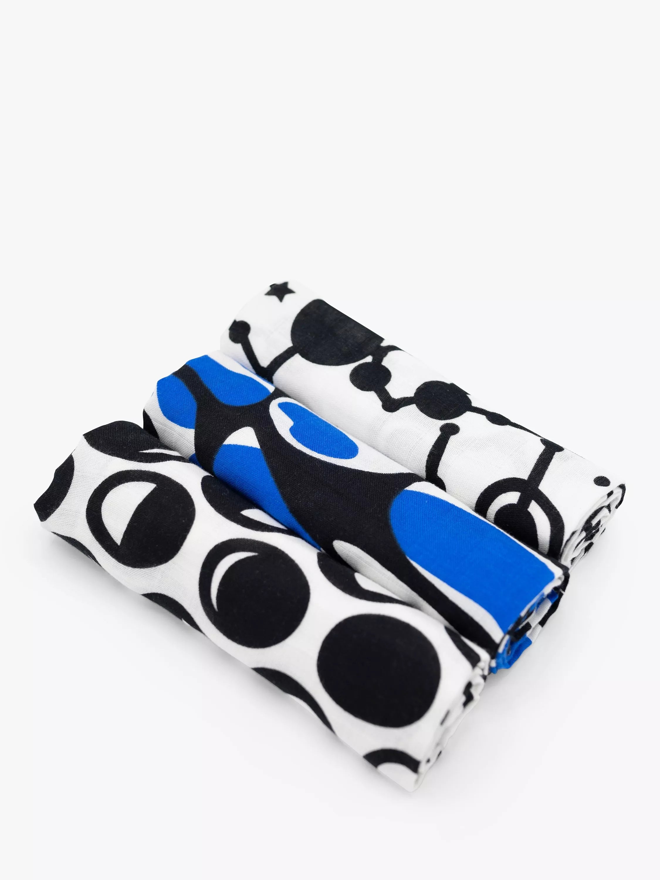 Etta Loves Sky Print Sensory Muslin Squares, Pack of 3, Multi - McGrocer