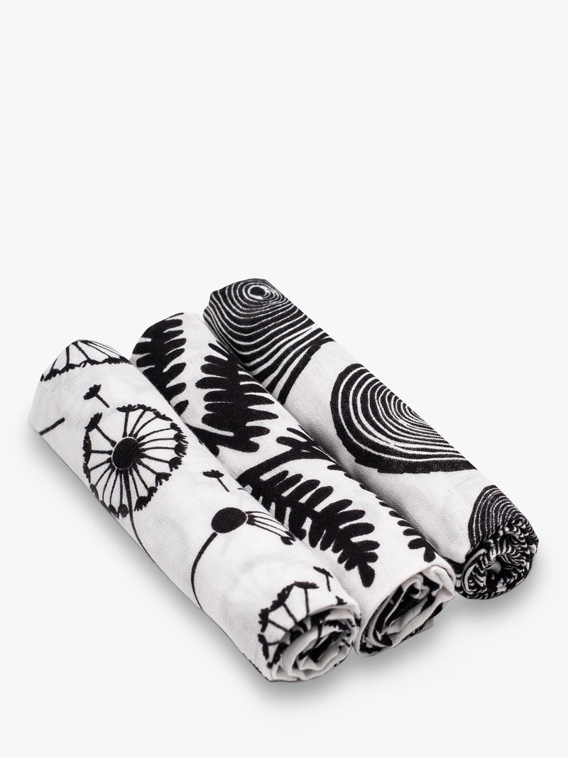 Etta Loves sensory muslin squares with plant prints, pack of 3 - British product