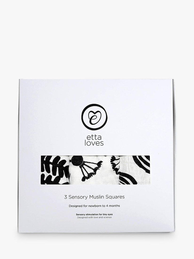 Etta Loves sensory muslin squares with plant prints, pack of 3 - British product