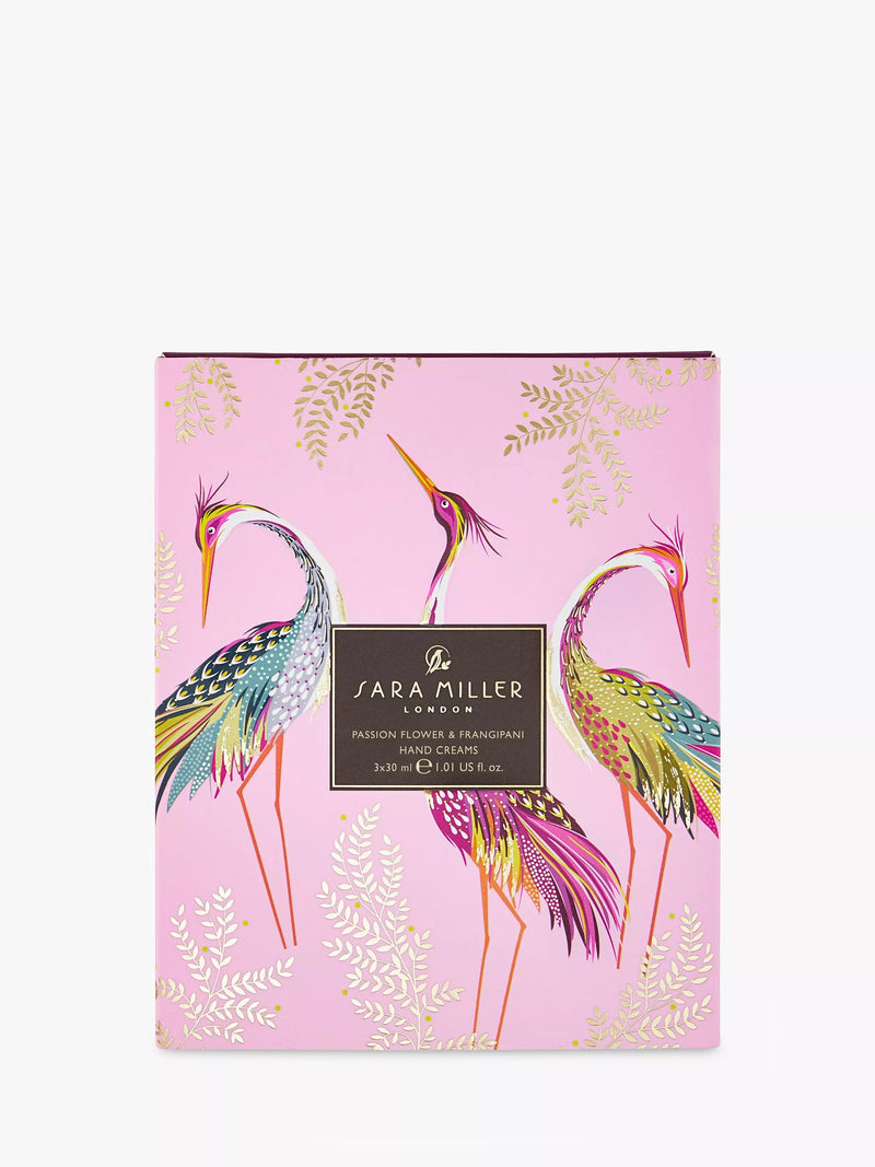 Sara Miller Passion Flower and Frangipani hand cream gift set trio (British brand)