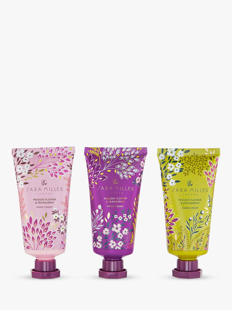 Sara Miller Passion Flower and Frangipani hand cream gift set trio (British brand)