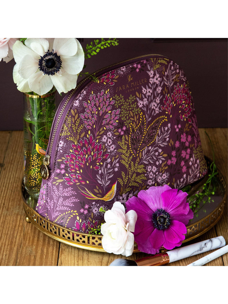 Sara Miller bird and florals cosmetic bag purple (British brand)