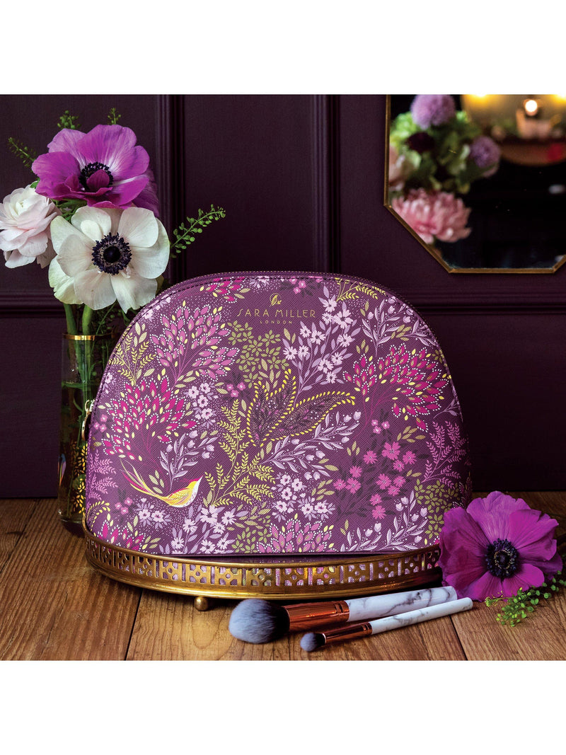 Sara Miller bird and florals cosmetic bag purple (British brand)