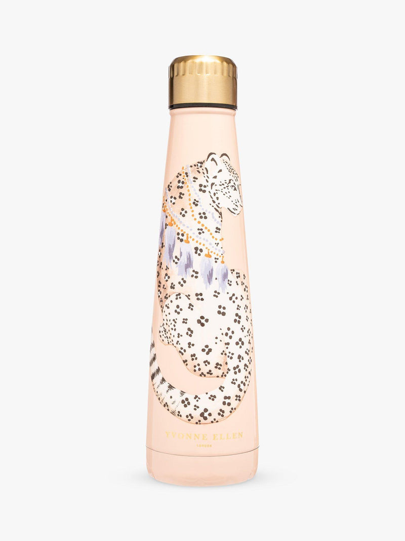 Yvonne Ellen leopard stainless steel drinks bottle pink/multi 400ml (British brand)