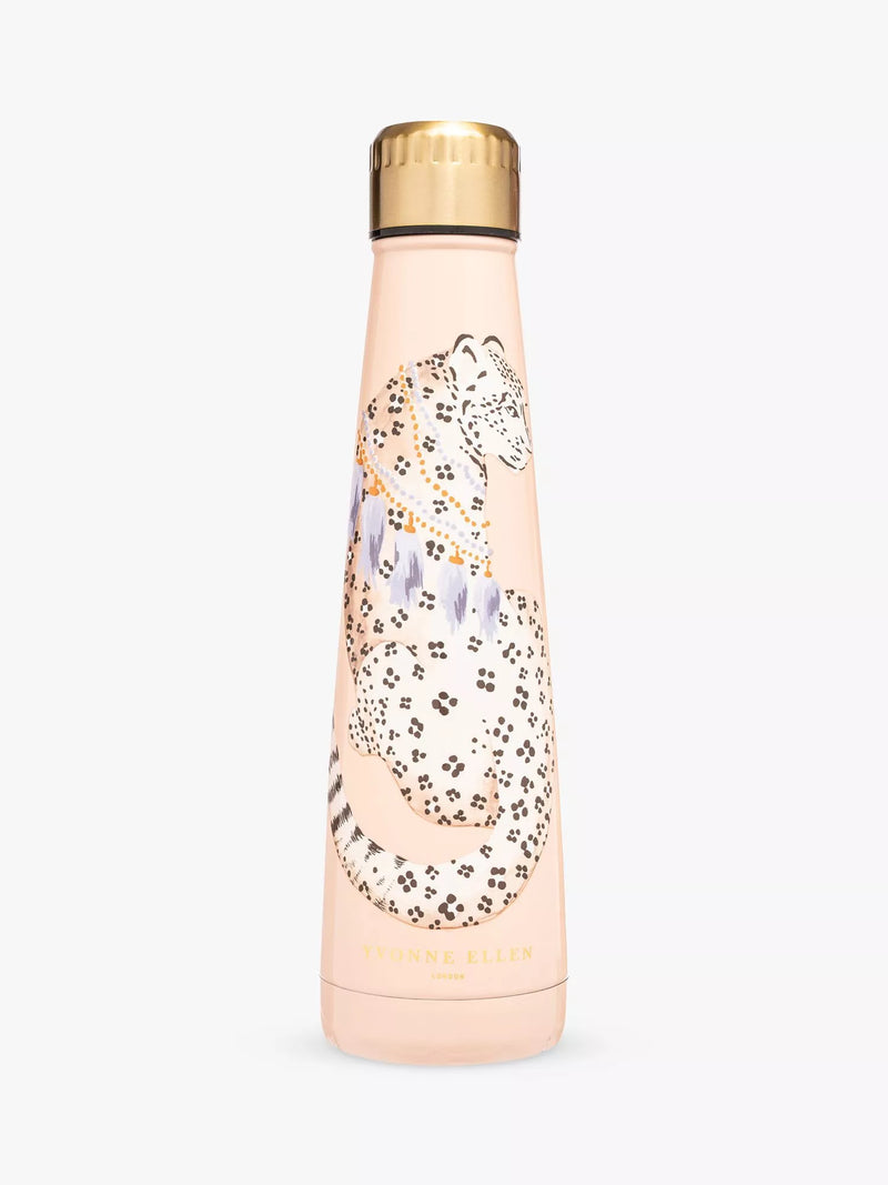 Yvonne Ellen leopard stainless steel drinks bottle pink/multi 400ml (British brand)