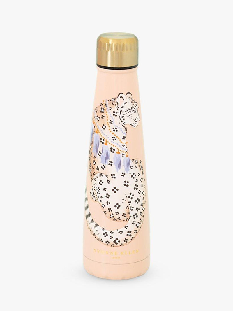 Yvonne Ellen leopard stainless steel drinks bottle pink/multi 400ml (British brand)