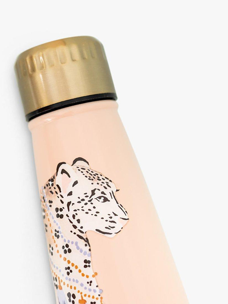 Yvonne Ellen leopard stainless steel drinks bottle pink/multi 400ml (British brand)