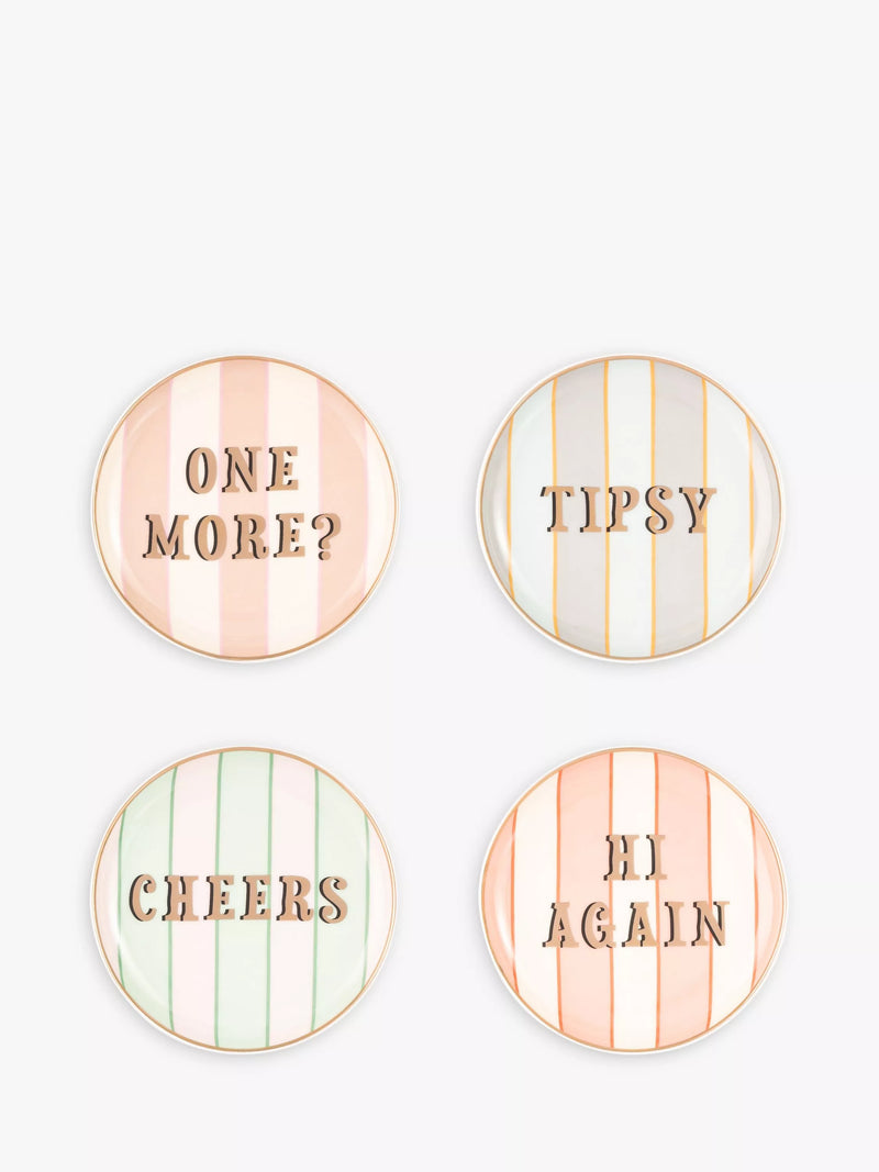 Yvonne Ellen stoneware coasters set of 4 assorted slogans - British product