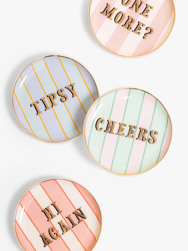 Yvonne Ellen stoneware coasters set of 4 assorted slogans - British product