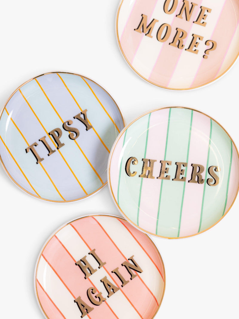 Yvonne Ellen stoneware coasters set of 4 assorted slogans - British product