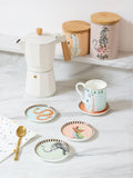 Yvonne Ellen coasters set of 4 round fine china, imported from the UK
