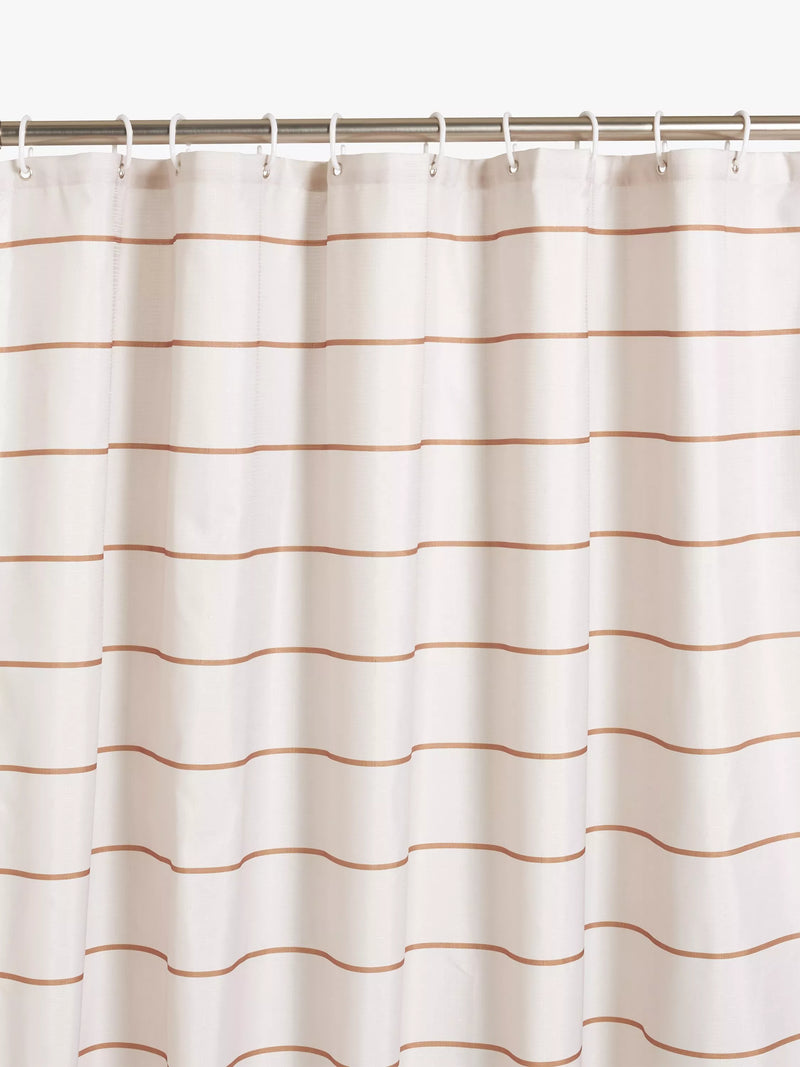 John Lewis textured horizontal stripe shower curtain caramel 180x180cm, imported from the UK