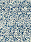 Morris & Co. Rose & Thistle Indigo furnishing fabric, imported from the UK