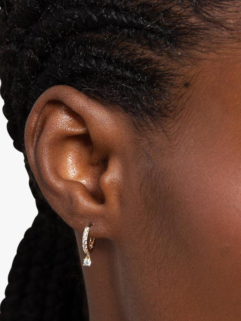 Astrid & Miyu gold charm huggie hoop earrings (British brand)
