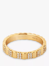 John Lewis Astrid & Miyu Cubic Zirconia Double Row Band Ring, Gold, 16mm- Buy online at McGrocer