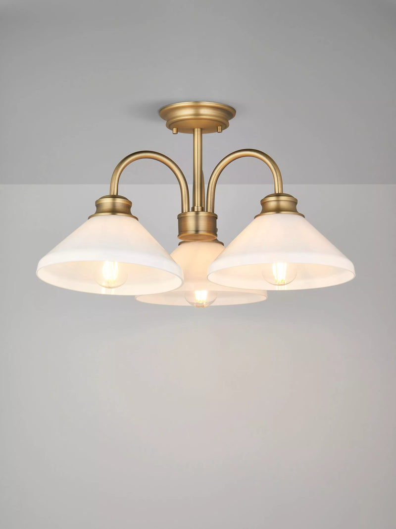 John Lewis Tula semi flush ceiling light matt antique brass, UK version