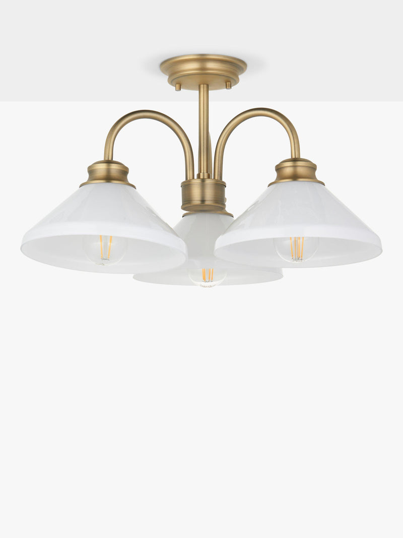 John Lewis Tula semi flush ceiling light matt antique brass, UK version