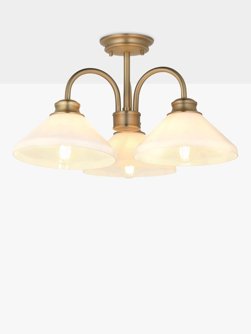 John Lewis Tula semi flush ceiling light matt antique brass, UK version