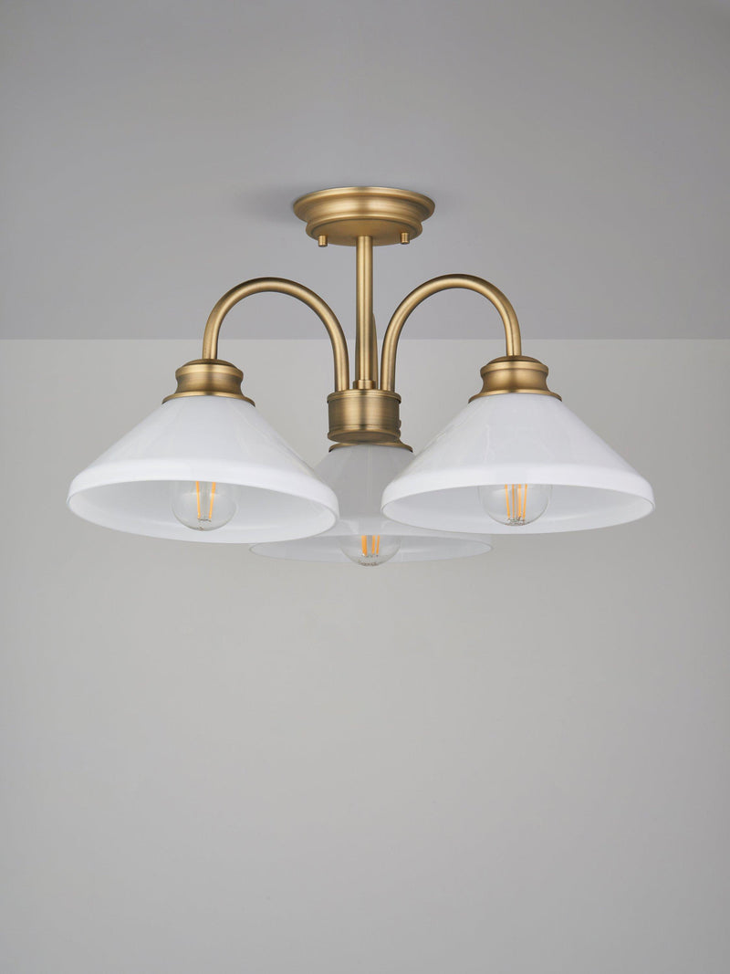 John Lewis Tula semi flush ceiling light matt antique brass, UK version