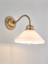 John Lewis John Lewis Tula Opaline Wall Light, Matt Antique Brass- Buy online at McGrocer