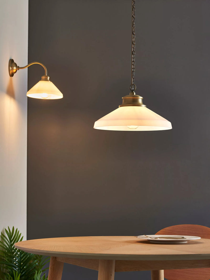 John Lewis Tula opaline wall light matt antique brass, UK version