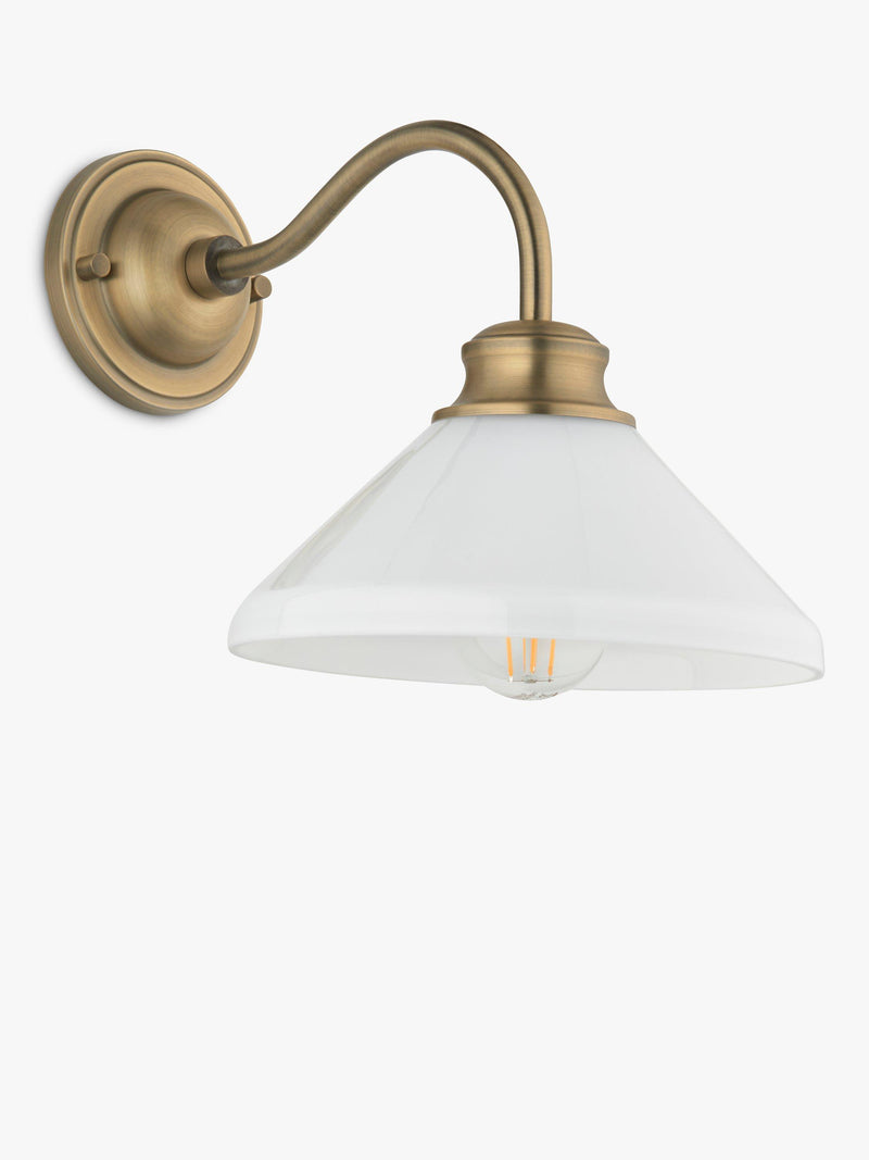 John Lewis Tula opaline wall light matt antique brass, UK version