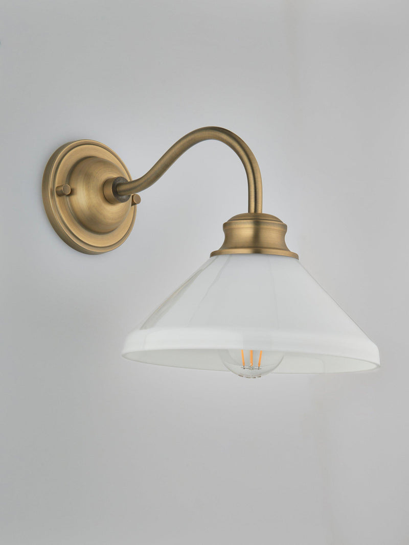 John Lewis Tula opaline wall light matt antique brass, UK version