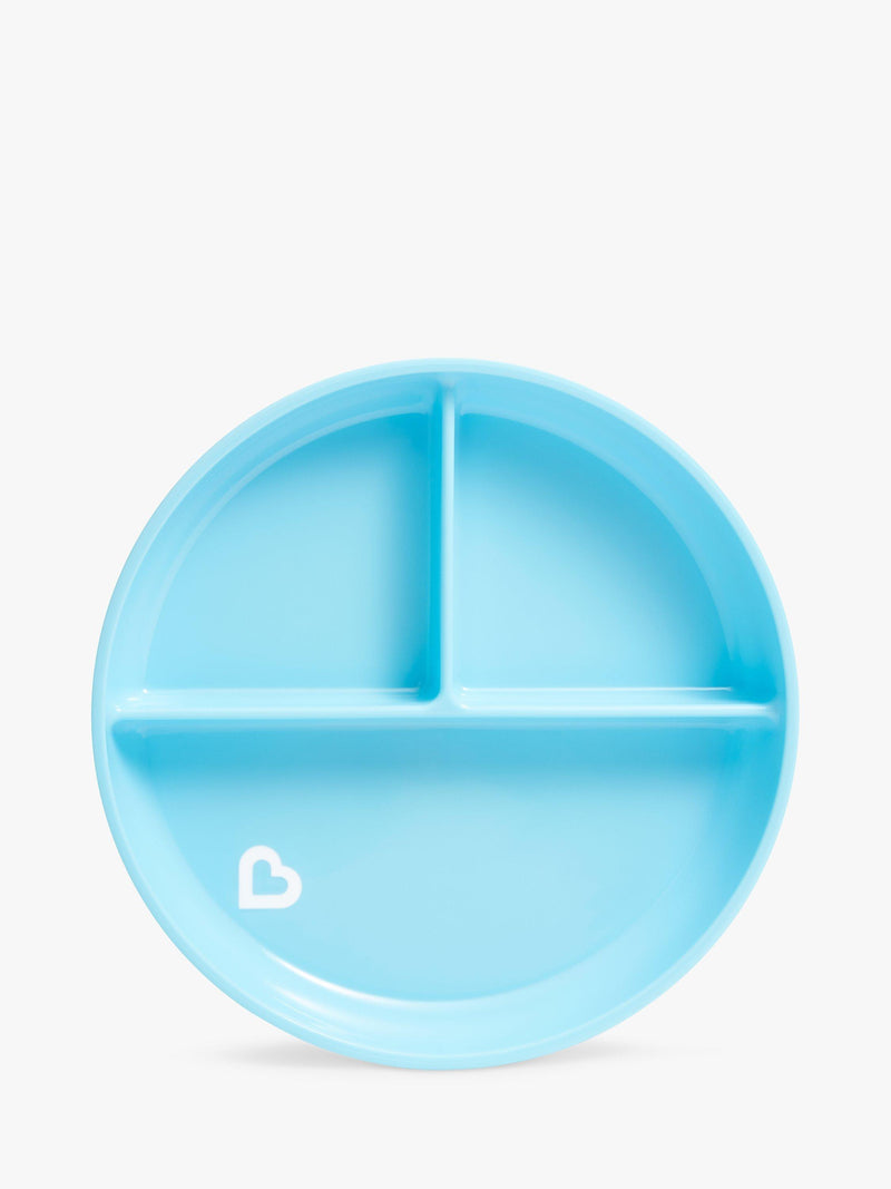 Munchkin divided suction baby feeding plate in blue, imported from the UK