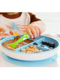 Munchkin divided suction baby feeding plate in blue, imported from the UK