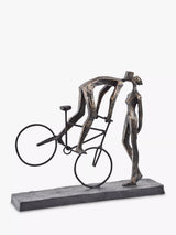John Lewis Libra Interiors Kissing Couple on a Bike Sculpture, Metallic Bronze- Buy online at McGrocer