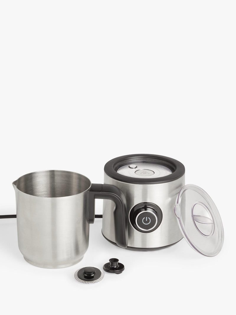 John Lewis milk frother in black and silver, imported from the UK