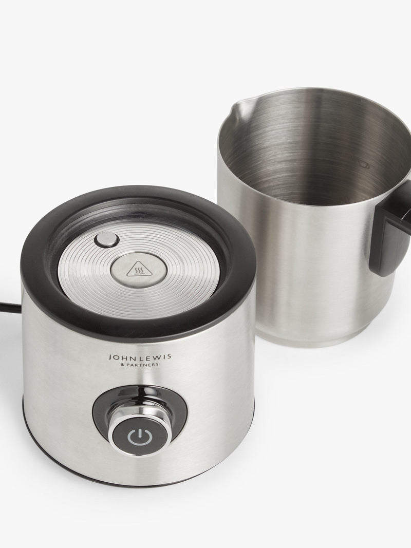 John Lewis milk frother in black and silver, imported from the UK