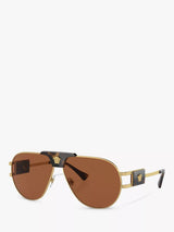 John Lewis Versace VE2252 Men's Aviator Sunglasses, Gold/Brown- Buy online at McGrocer
