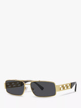 John Lewis Versace VE2257 Men's Rectangular Sunglasses, Gold- Buy online at McGrocer