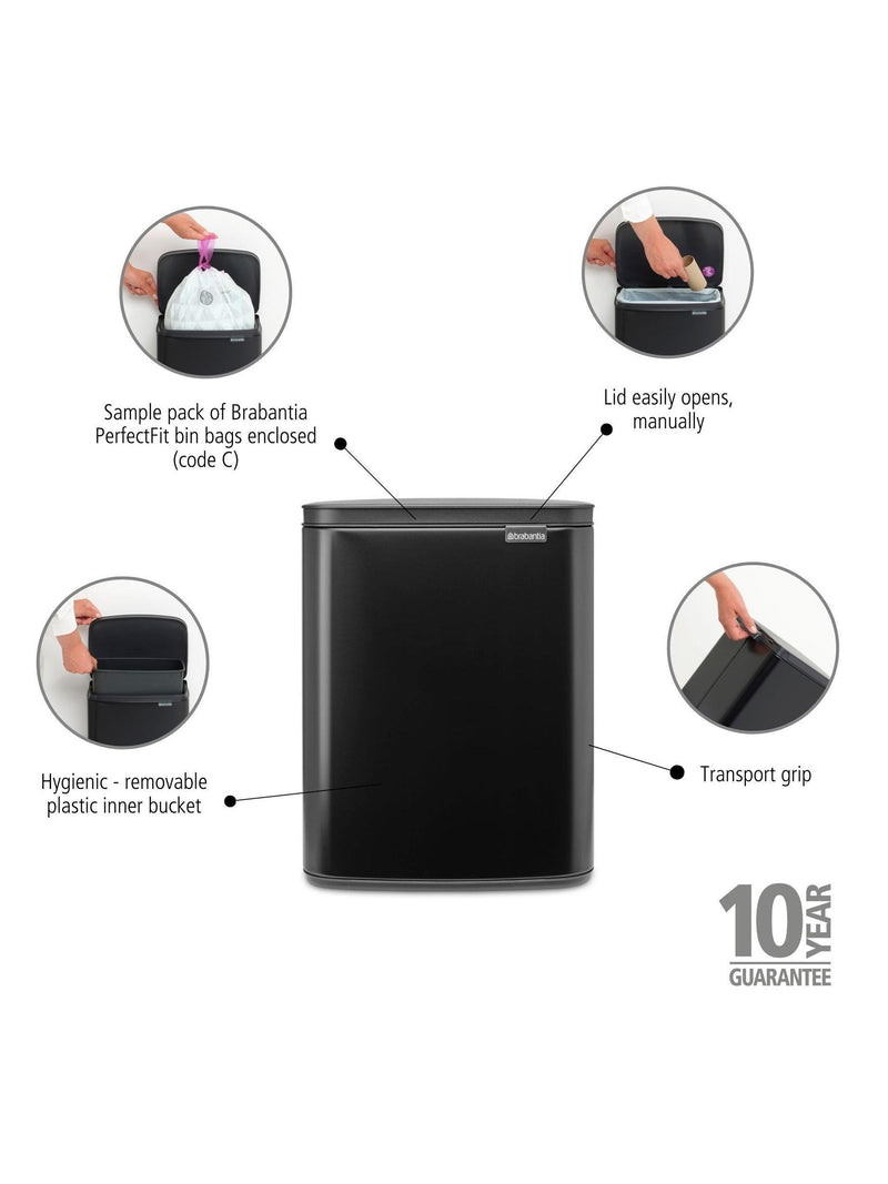 Brabantia Bo waste bin 12L matte finish, imported from the UK