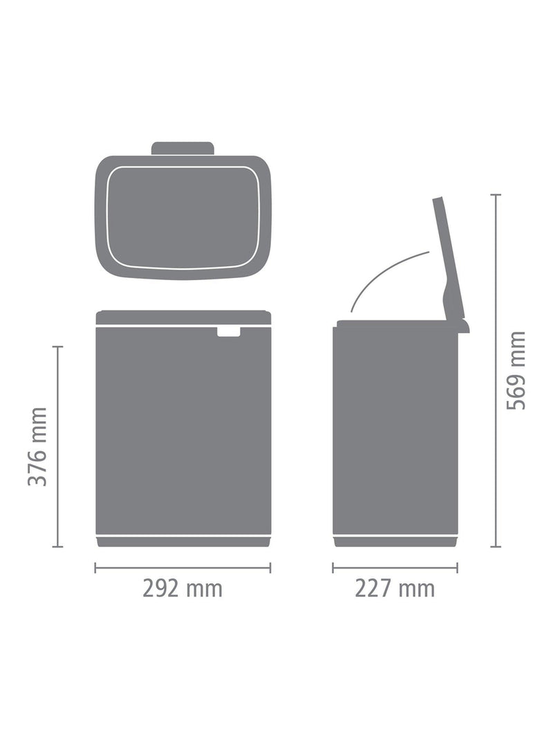 Brabantia Bo waste bin 12L matte finish, imported from the UK