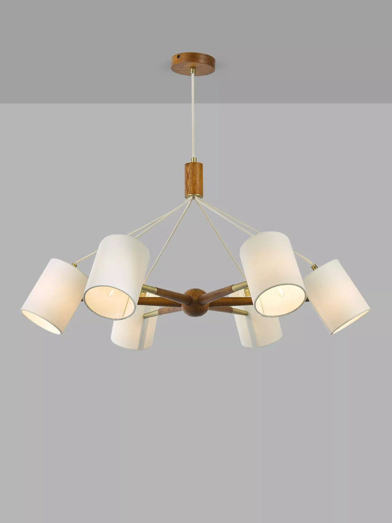 John Lewis Spindle 6 arm ceiling light walnut antique brass, UK version