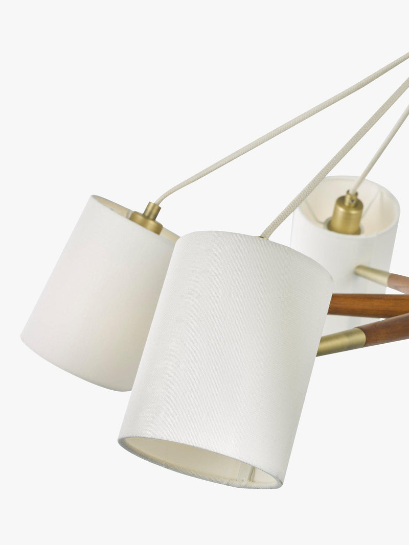 John Lewis Spindle 6 arm ceiling light walnut antique brass, UK version