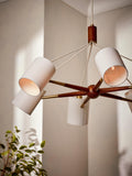 John Lewis Spindle 6 arm ceiling light walnut antique brass, UK version