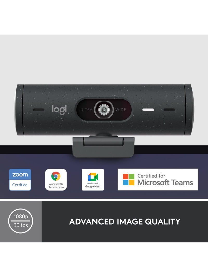 Logitech Brio 500 Full HD 1080p webcam with privacy shutter - British product