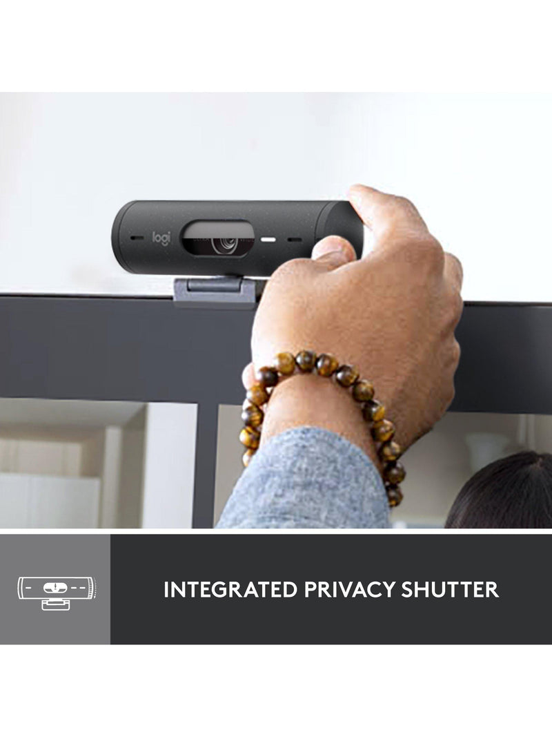 Logitech Brio 500 Full HD 1080p webcam with privacy shutter - British product