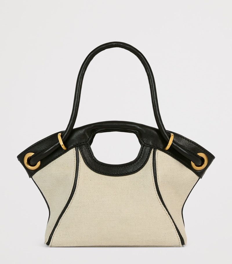 Balmain small canvas tote bag with leather trims - British product