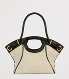 Balmain small canvas tote bag with leather trims - British product