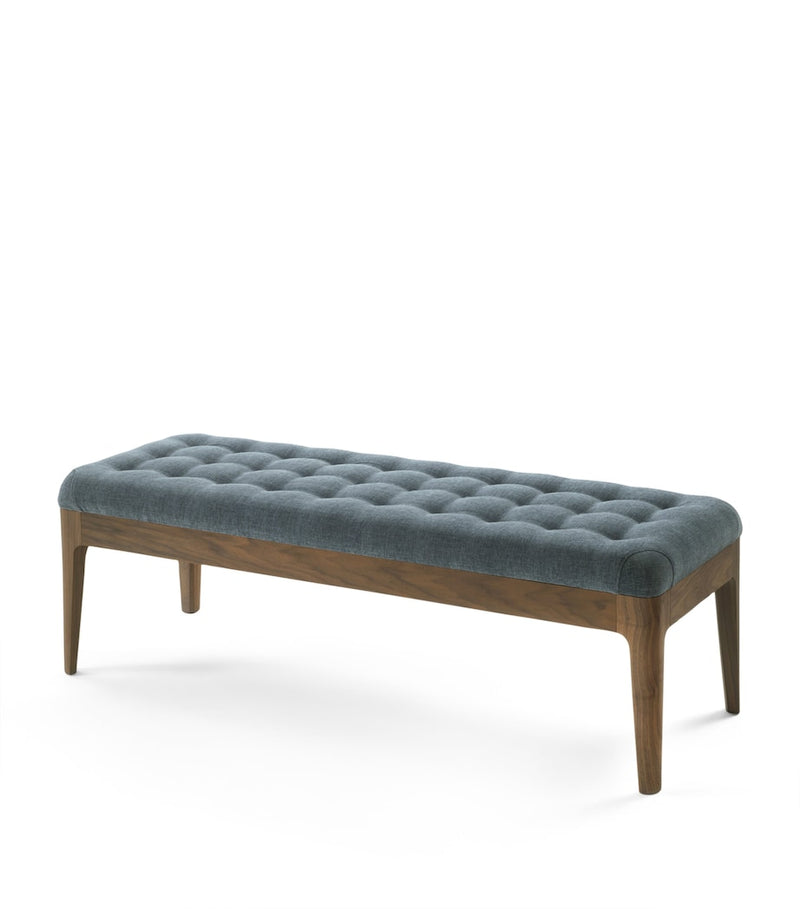Porada walnut webby bench with Chesterfield seat (British brand)