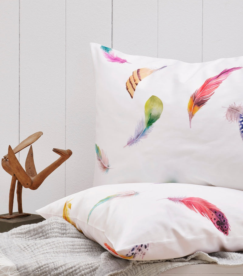 Schlossberg Tinka duvet cover with bird feather design, imported from the UK