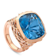 Harrods Boodles Rose Gold, Diamond and Aquamarine Flamingo Inside Africa Ring- Buy online at McGrocer