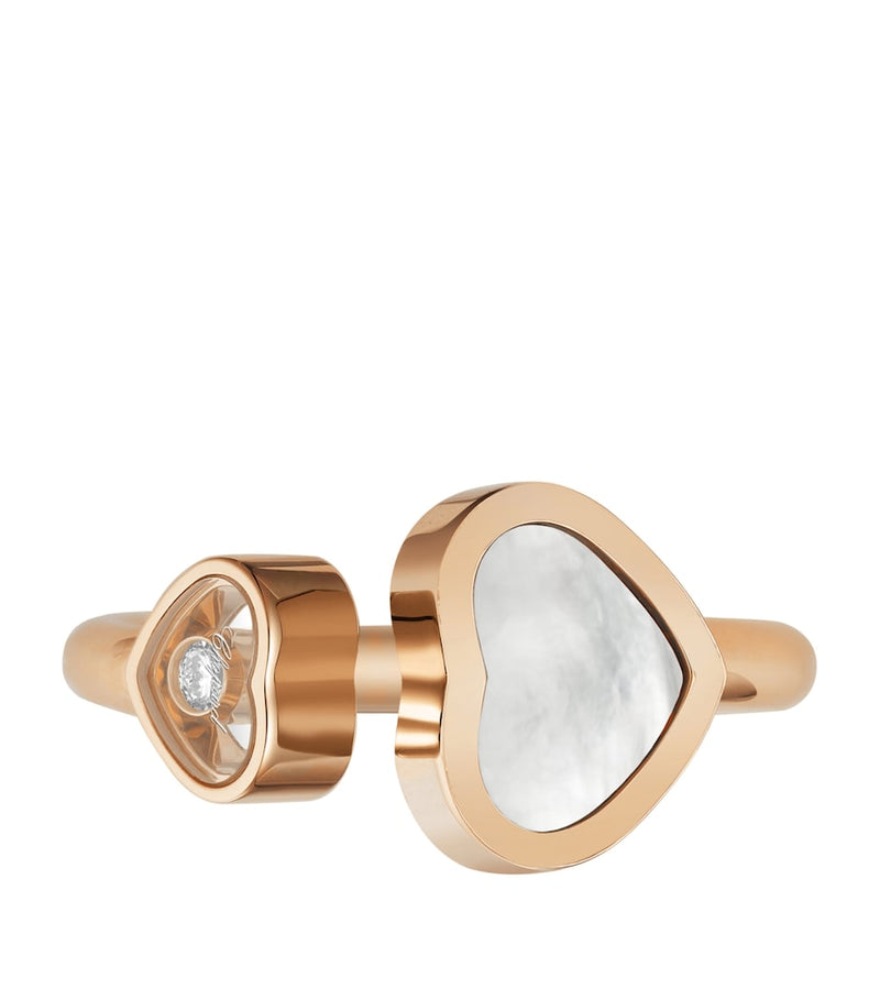 Chopard Happy Hearts rose gold ring with moving diamond, imported from the UK